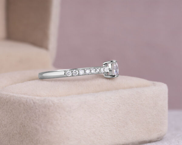 Lab Diamond 0.82 Ct F/VS1-VS2 Round Brilliant Engagement Ring 14k Solid White Gold - Image 3