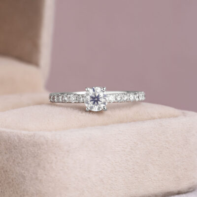 Lab Diamond 0.82 Ct F/VS1-VS2 Round Brilliant Engagement Ring 14k Solid White Gold