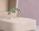 2 Carat Green Emerald Half Eternity Ring in 14k Yellow Gold Round Brilliant Cut