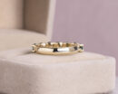 2 Carat Green Emerald Half Eternity Ring in 14k Yellow Gold Round Brilliant Cut