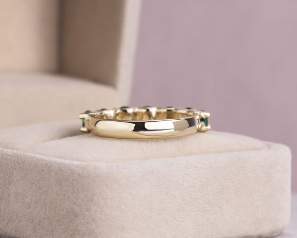 2 Carat Green Emerald Half Eternity Ring in 14k Yellow Gold Round Brilliant Cut - Image 5