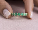 2 Carat Green Emerald Half Eternity Ring in 14k Yellow Gold Round Brilliant Cut