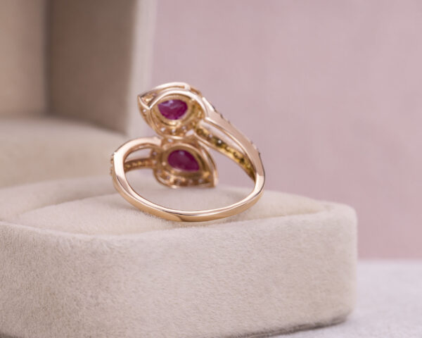 2.50 Ct Ruby & Diamond Ring in Solid 14k Rose Gold Brilliant Cut Red Transparent - Image 4