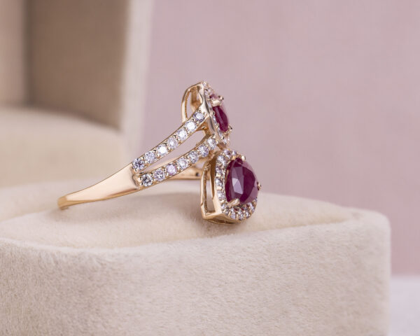 2.50 Ct Ruby & Diamond Ring in Solid 14k Rose Gold Brilliant Cut Red Transparent - Image 2