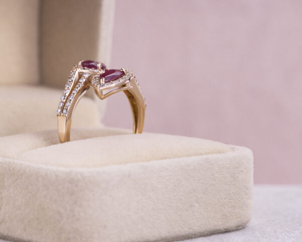 2.50 Ct Ruby & Diamond Ring in Solid 14k Rose Gold Brilliant Cut Red Transparent - Image 3