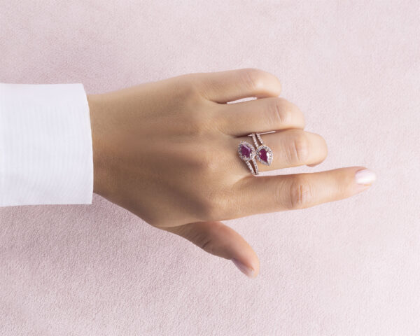 2.50 Ct Ruby & Diamond Ring in Solid 14k Rose Gold Brilliant Cut Red Transparent - Image 7