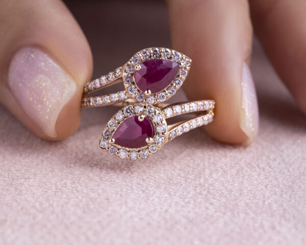 2.50 Ct Ruby & Diamond Ring in Solid 14k Rose Gold Brilliant Cut Red Transparent - Image 5