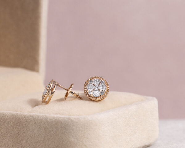 0.50 Ct Round Brilliant E-F/VVS2-VS1 Lab Diamond in 14k Rose Gold Stud Earrings - Image 3