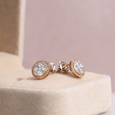 0.50 Ct Round Brilliant E-F/VVS2-VS1 Lab Diamond in 14k Rose Gold Stud Earrings