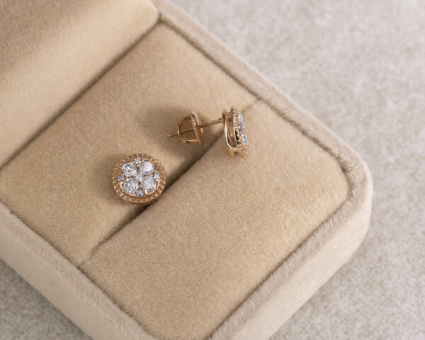0.50 Ct Round Brilliant E-F/VVS2-VS1 Lab Diamond in 14k Rose Gold Stud Earrings - Image 2