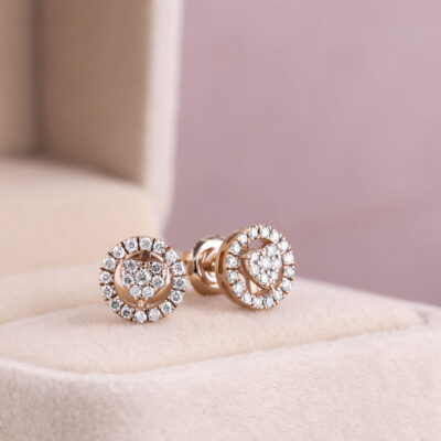 0.35 Ct E-F/VVS2-VS1 Lab Diamond Round Brilliant Stud Earrings in 14k Rose Gold