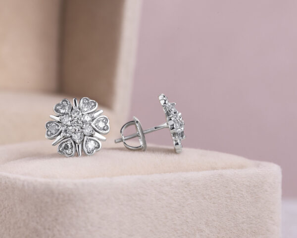 0.60 Ct Round Brilliant Lab Diamond E-F/VVS2-VS1 in 14k White Gold Stud Earrings - Image 3
