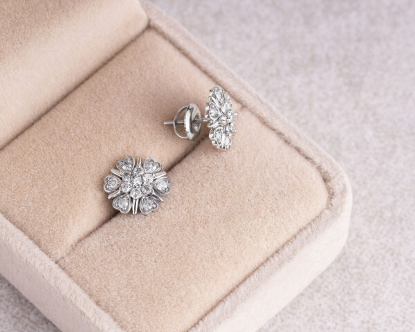 0.60 Ct Round Brilliant Lab Diamond E-F/VVS2-VS1 in 14k White Gold Stud Earrings - Image 2