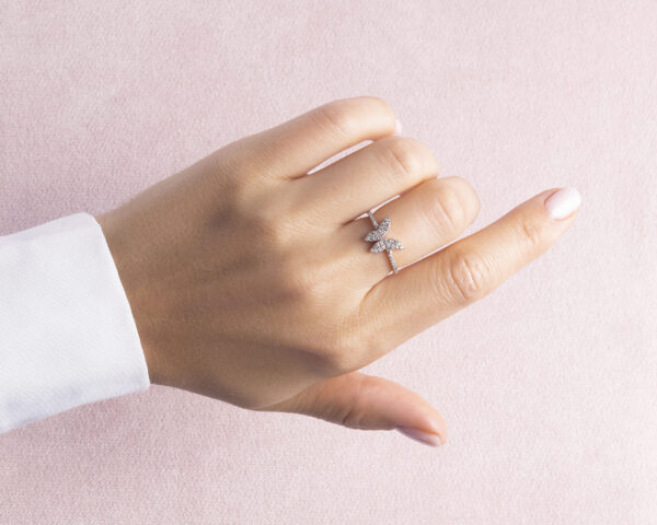 0.30 Carat Round Brilliant F/VS1-VS2 Lab Diamond 14k Rose Gold Butterfly Shape Ring - Image 5