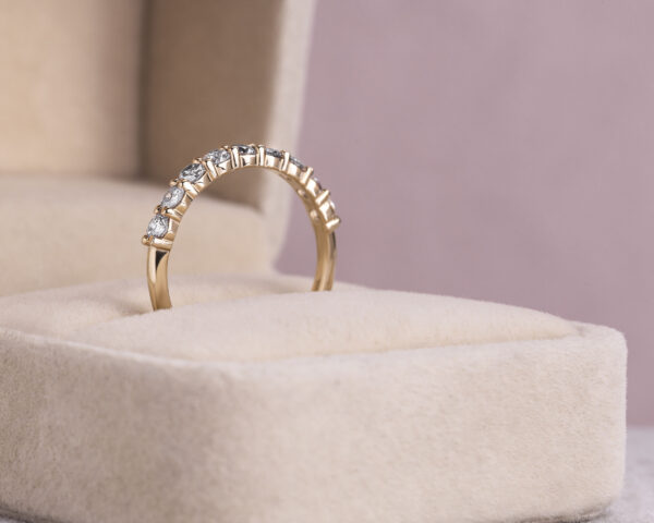 0.55 Carat Round Brilliant F/VS1-VS2 Lab Diamond 14k Rose Gold Half Eternity Ring - Image 2