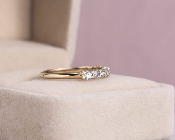 0.55 Carat Round Brilliant F/VS1-VS2 Lab Diamond 14k Rose Gold Half Eternity Ring - Image 5