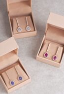 2.60 Ct Orange Oval Sapphire with Natural F-G/VS-SI Diamonds in 14k Rose Gold Earrings