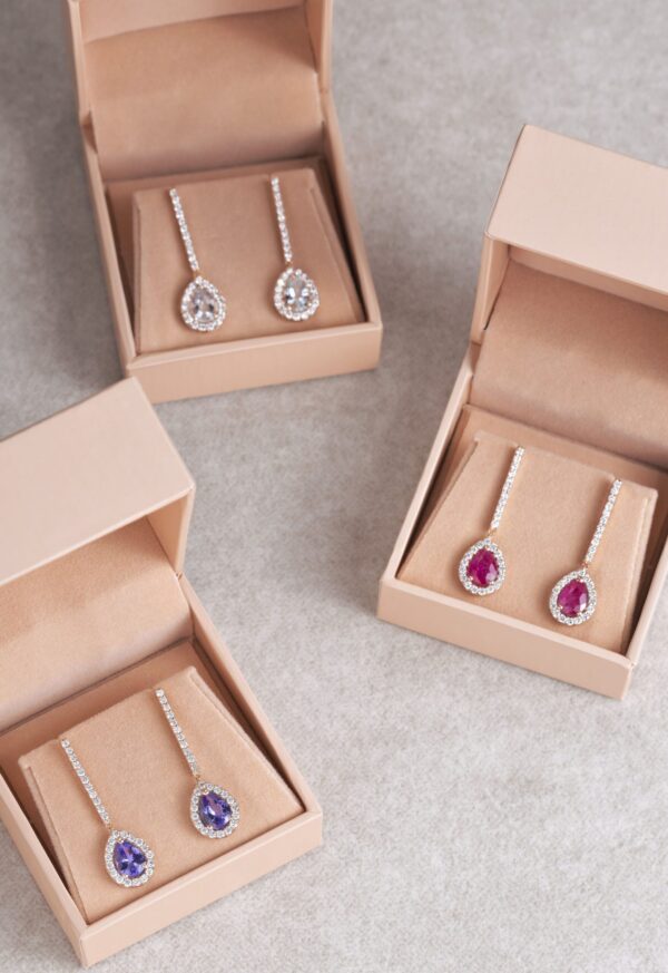 2.60 Ct Orange Oval Sapphire with Natural F-G/VS-SI Diamonds in 14k Rose Gold Earrings - Image 6