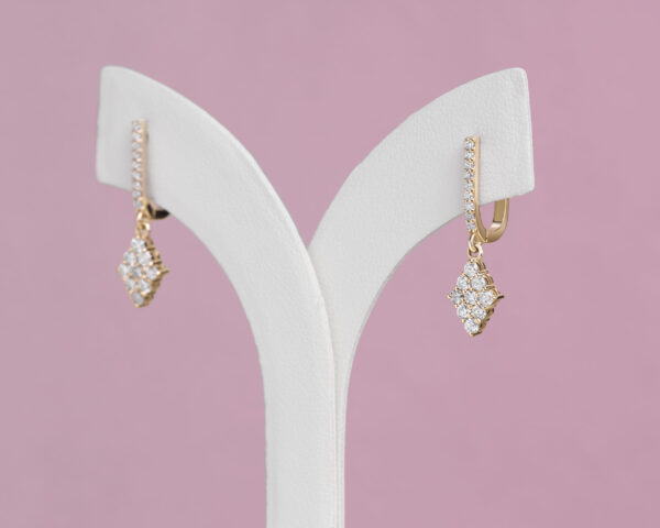 Natural Diamond Round 0.44 Ct F-G/VS-SI Dangle Drop Earrings 14k Rose Gold - Image 3