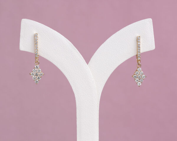 Natural Diamond Round 0.44 Ct F-G/VS-SI Dangle Drop Earrings 14k Rose Gold - Image 4
